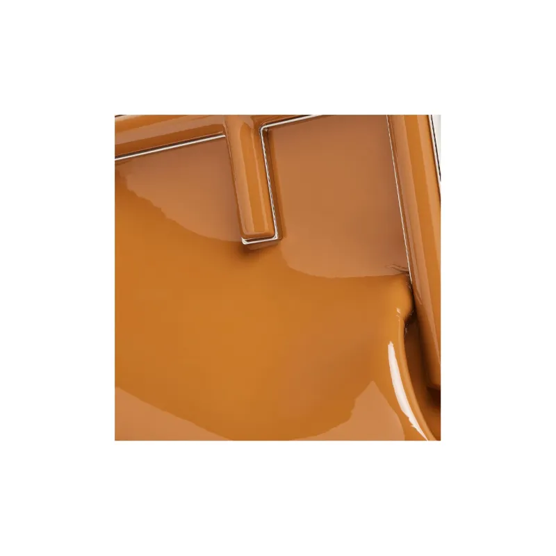 FENDI Patent Leather One Shoulder Crossbody Clutch Women's Brown-4
