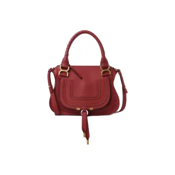 Chloe Marcie Calfskin Shoulder Bag Crossbody Bag Handbag Small Size Women's Red
