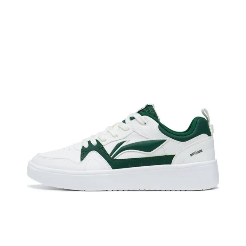 LiNing Line 2.0 At The Beginning Anti Slip Wear Resistant Low Top Skateboard Shoes Men's White Green-0