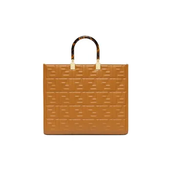 FENDI Sunshine Calfskin Tote Bag Shopping Bag Shoulder Bag Crossbody Bag Handbag Medium Size Women's Brown