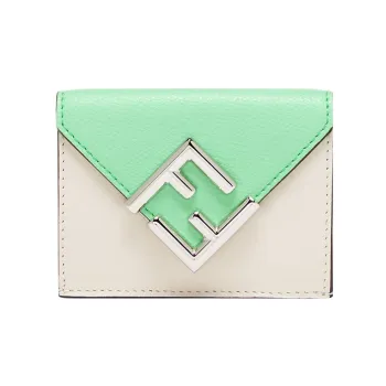 FENDI Peekaboo Calfskin Wallet Women's White/Green