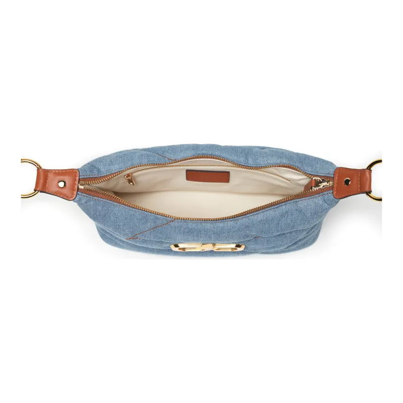 PECO Denim Shoulder Bag Large Size Women's Denim Blue-3