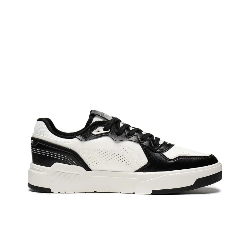LiNing Qingchao Anti Slip Wear Resistant Low Top Skateboard Shoes Men's White Black-1