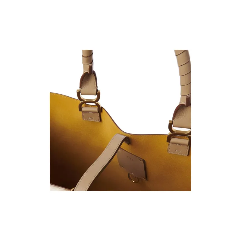 Chloe Marcie Grain Calfskin Tote Bag, Shopping Bag, Shoulder Bag, Handbag Women's Light Brown-2