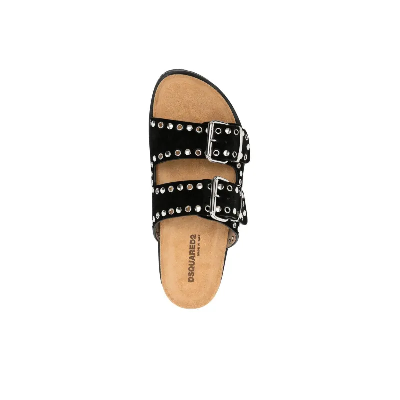 DSQUARED 2 Eyelet Detailed Double Buckle Sandals-4