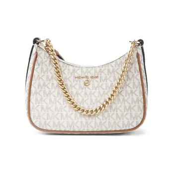 MICHAEL KORS Jet Set Charm Canvas With Leather Shoulder Bag, Handbag, Shoulder Bag Women's Vanilla White