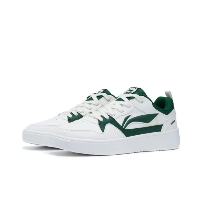 LiNing Line 2.0 At The Beginning Anti Slip Wear Resistant Low Top Skateboard Shoes Men's White Green-2