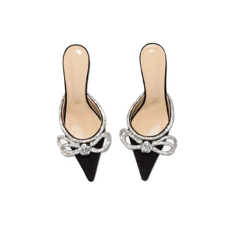 MACH & MACH Double Bow 65mm Embellished Mules-3