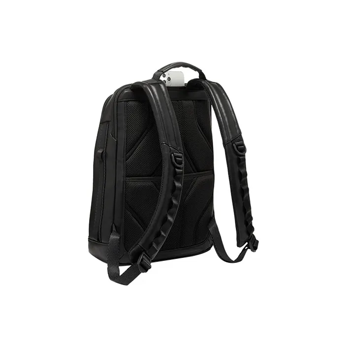 TUMI Alpha Bravo Recycled Leather Backpack Men's Black-2