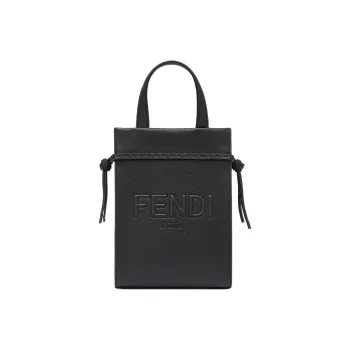 FENDI Calfskin Shoulder Bag Crossbody Bag Handbag Mini Men's Black