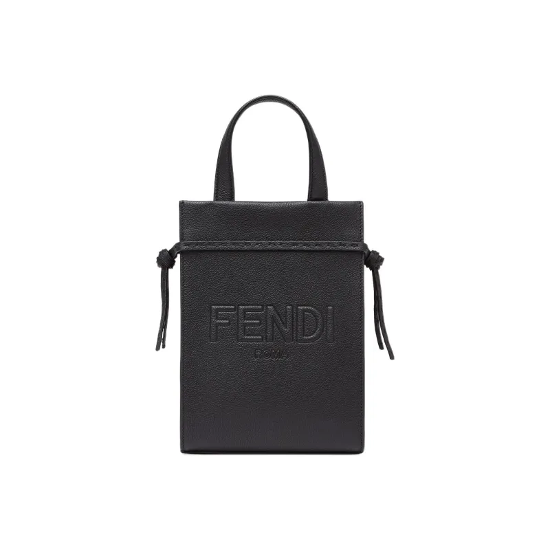 FENDI Calfskin Shoulder Bag Crossbody Bag Handbag Mini Men's Black-0