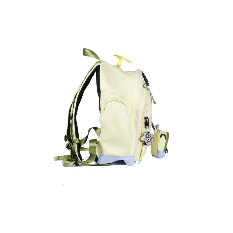 LOLA DESIGN Nylon Fabric Backpack Large Size Women's Milk White/Lemon-5