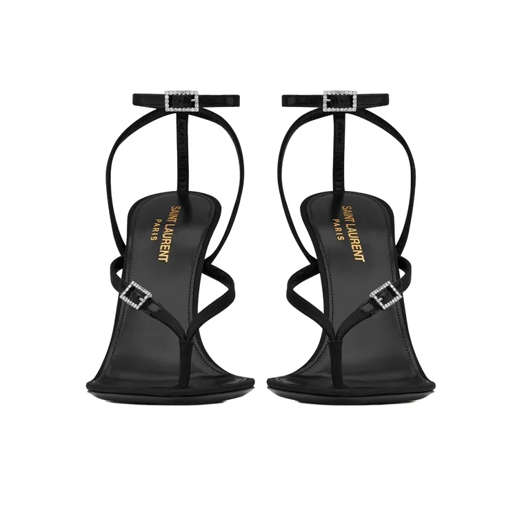 SAINT LAURENT Nadja 105 Satin Sandals-3