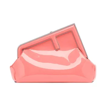 FENDI Patent Leather One Shoulder Crossbody Clutches Women's Pink