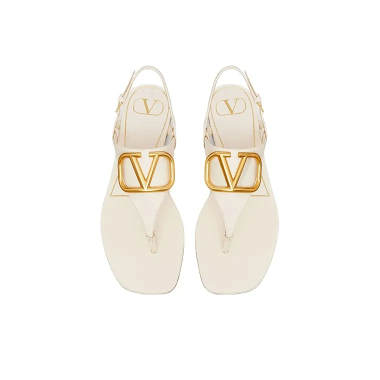 Valentino Garavani VLogo Signature Flat Leather Sandals-3