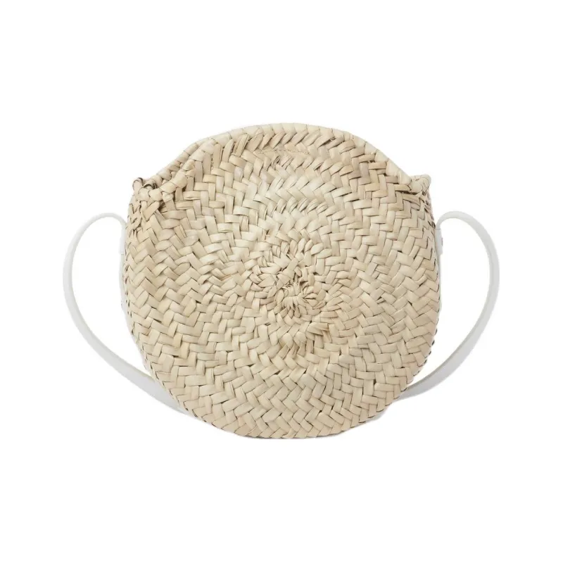 Chloe Marcie Raffia Grained Calfskin Shoulder Bag Crossbody Bag Women's White-1