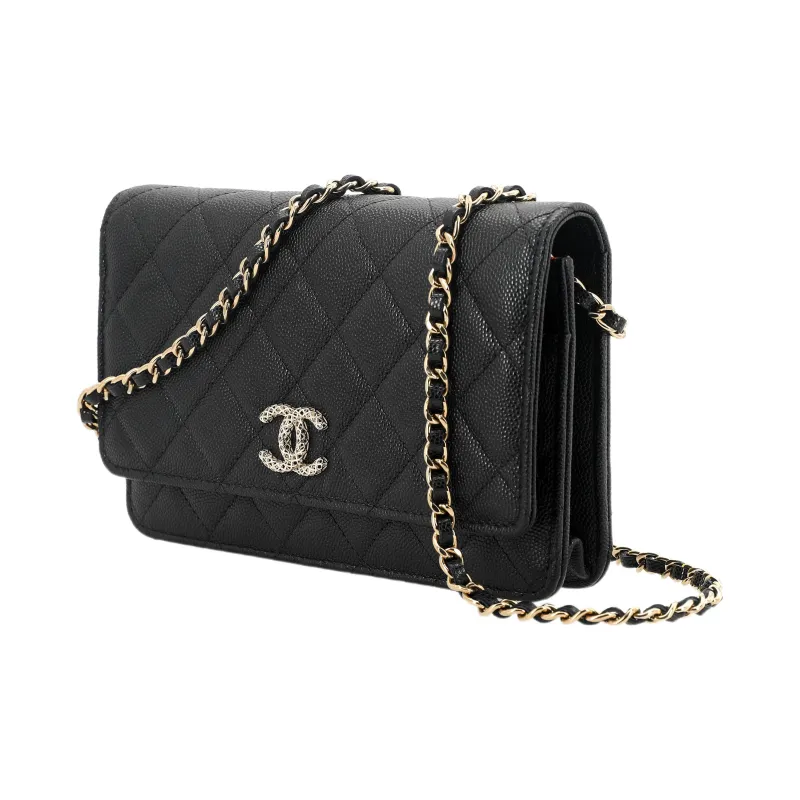CHANEL WOC Litchi Grain Cow Leather Shoulder Bag, Crossbody Bag Unisex Black-1