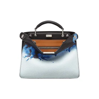 FENDI Peekaboo ISeeU Calfskin Shoulder Bag Crossbody Bag Handbag Mini Men's Black/Blue