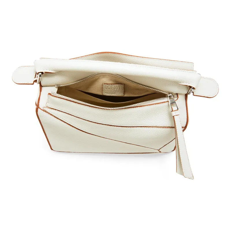 LOEWE Puzzle Calfskin Puzzle Bag, Handbag, Shoulder Bag, Crossbody Bag Trumpets Women's White-3