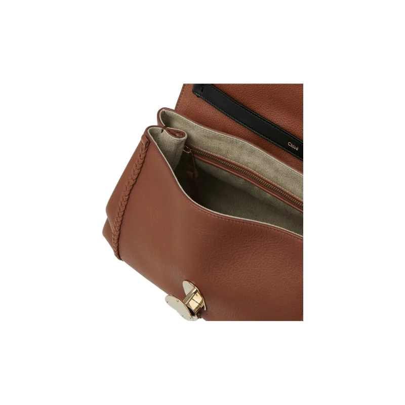 Chloe Soft Grained Calfskin Portable Crossbody Bag Shoulder Bag Medium Size Women's Caramel-3