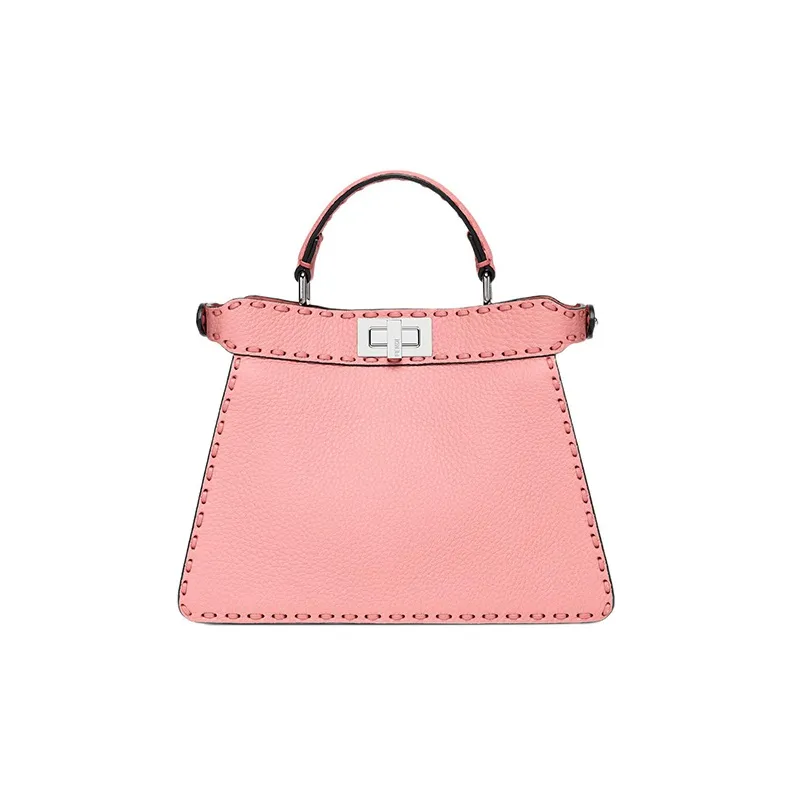 FENDI Peekaboo ISeeU Calfskin Shoulder Bag Crossbody Bag Handbag Small Size Women's Pink-2