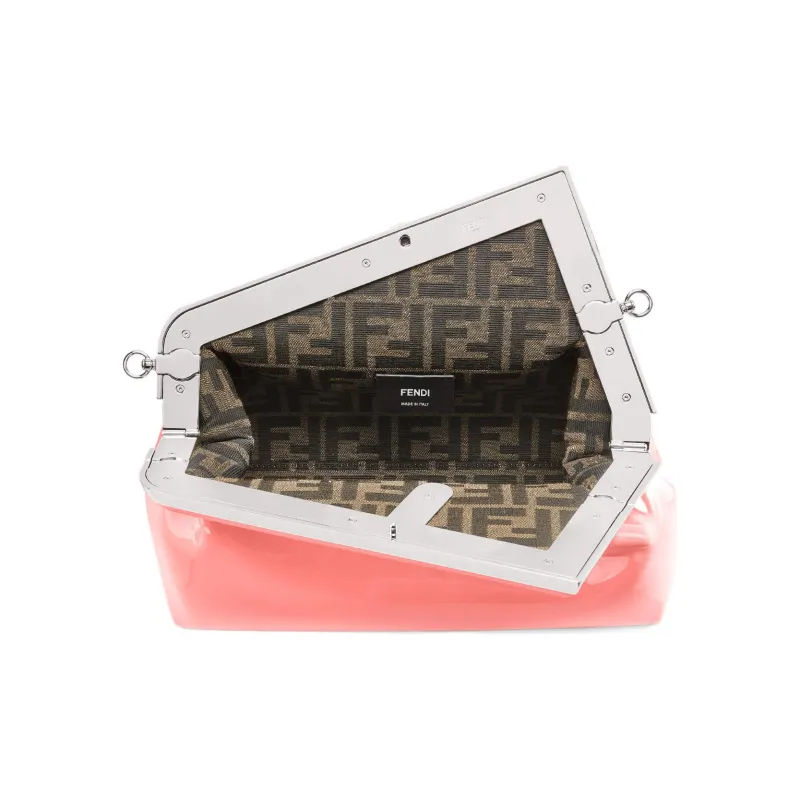 FENDI Patent Leather One Shoulder Crossbody Clutches Women's Pink-3