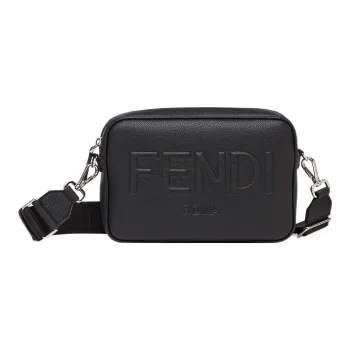 FENDI Cow Leather Camera Bags Crossbody Bag Shoulder Bag Men's Black
