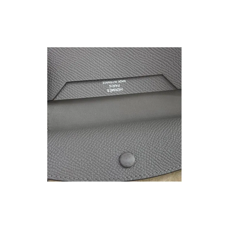 HERMES Bearn Epsom Calfskin Short Wallet Mini Women's 8F Gris ÉTain Tin Gray-5