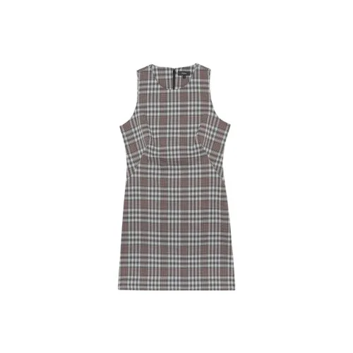 THEORY Sleeveless Dresses Women's Plaid Gray