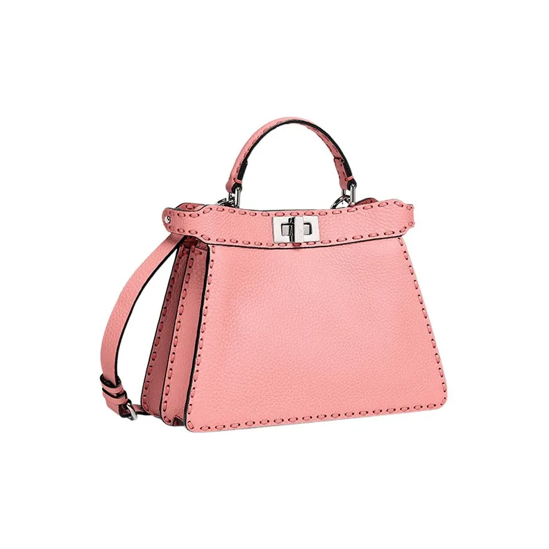 FENDI Peekaboo ISeeU Calfskin Shoulder Bag Crossbody Bag Handbag Small Size Women's Pink-1