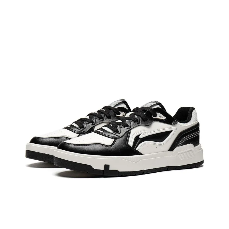 LiNing Qingchao Anti Slip Wear Resistant Low Top Skateboard Shoes Men's White Black-2
