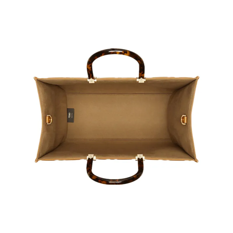 FENDI Sunshine Calfskin Tote Bag, Shopping Bag, Shoulder Bag, Crossbody Bag, Handbag Medium Size Women's Brown-3