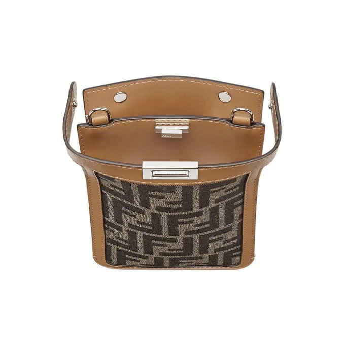 FENDI Peekaboo Cotton Cell Phone Pouch Tubas Men's Brown-2