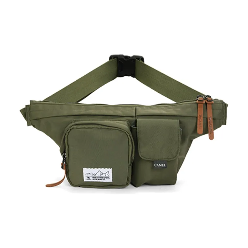 CAMEL Fabric Fanny Pack Sling Bag Crossbody Bag Regular Unisex Cloud Charcoal Black/Military Green/Mist Apricot-1