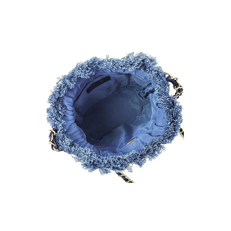 CHANEL Denim Bucket Bag, Shoulder Bag, Crossbody Bag Trumpets Women's Blue-3