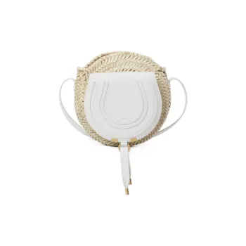 Chloe Marcie Raffia Grained Calfskin Shoulder Bag Crossbody Bag Women's White
