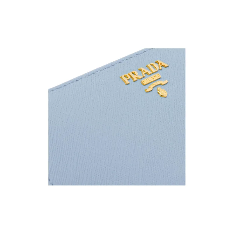 PRADA Saffiano Leather Wallet Women's Light Blue-4