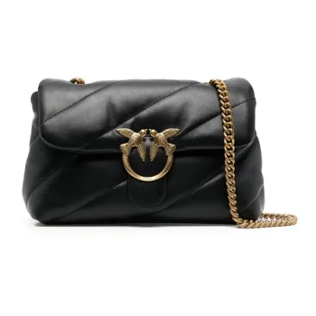 PINKO Calfskin Shoulder Bag, Crossbody Bag Regular Women's Black