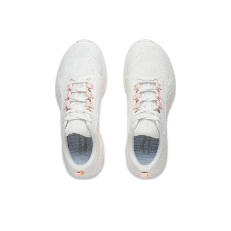 LiNing Raise The Wind Anti Slip Wear Resistant Low Top Running Shoes Women's White Pink-3
