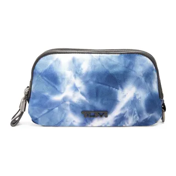 TUMI Voyageur Fabric Clutch Makeup Bag Women's Blue & White