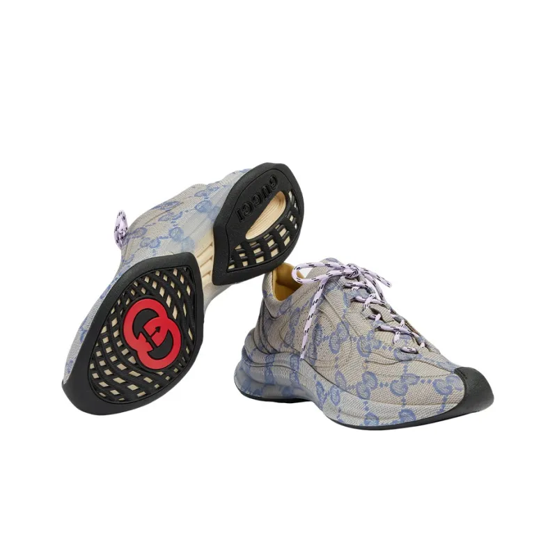 GUCCI Women's Run Sneaker 'Beige Blue Monogram' Women's-4