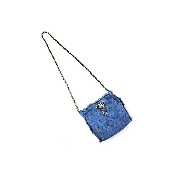 CHANEL Denim Bucket Bag, Shoulder Bag, Crossbody Bag Trumpets Women's Blue-2