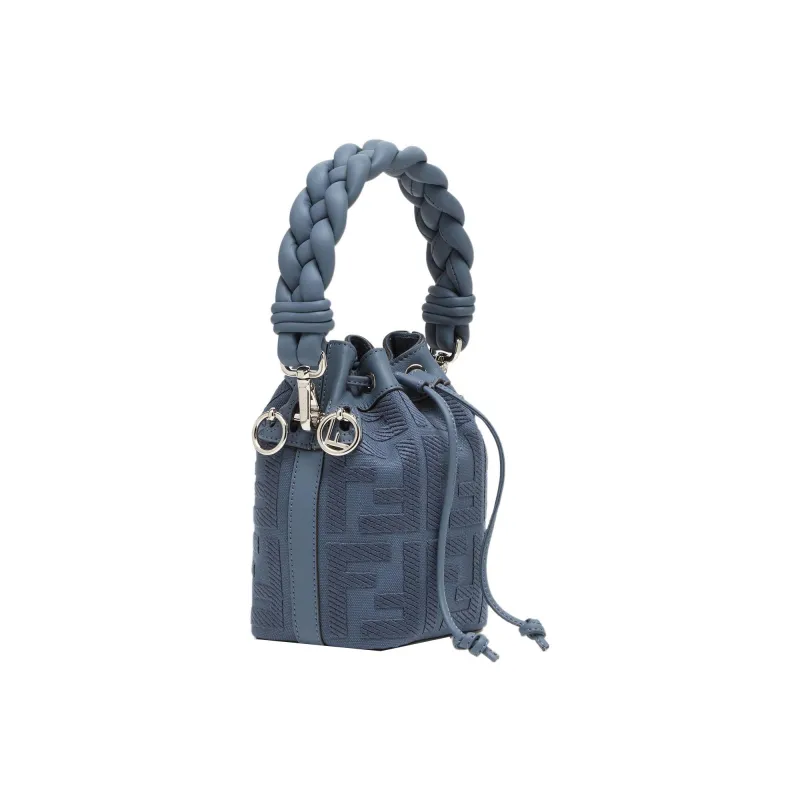 FENDI Mon Tresor Canvas Canvas Bag Bucket Bag Shoulder Bag Crossbody Bag Handbag Small Size Women's Blue-1