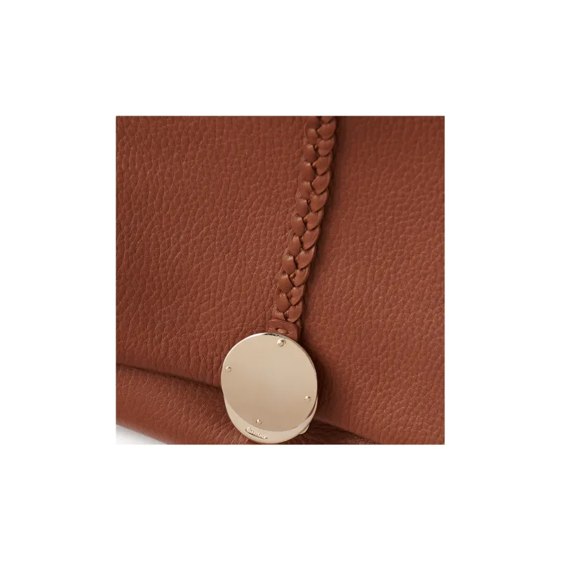 Chloe Soft Grained Calfskin Portable Crossbody Bag Shoulder Bag Medium Size Women's Caramel-4