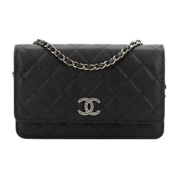 CHANEL WOC Litchi Grain Cow Leather Shoulder Bag, Crossbody Bag Unisex Black