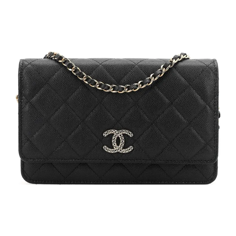CHANEL WOC Litchi Grain Cow Leather Shoulder Bag, Crossbody Bag Unisex Black-0