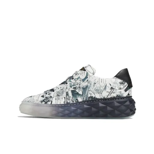 Jimmy Choo Sailor Moon Joint Name Skateboard Shoes Women's Low-Top Black/White