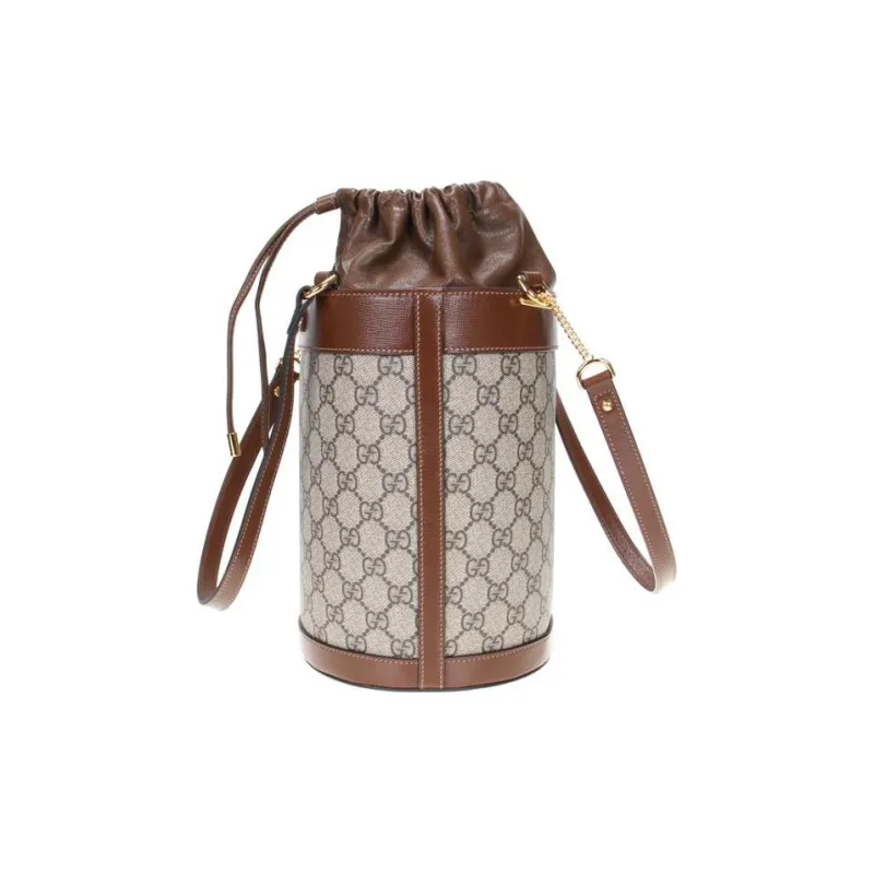 GUCCI Horsebit 1955 Canvas With Calfskin Bucket Bag, Portable Crossbody Bag, Shoulder Bag Women's-2