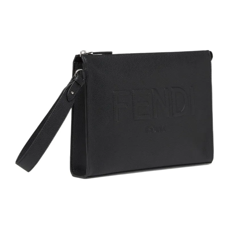 FENDI Cow Leather Clutch Men's Black-1