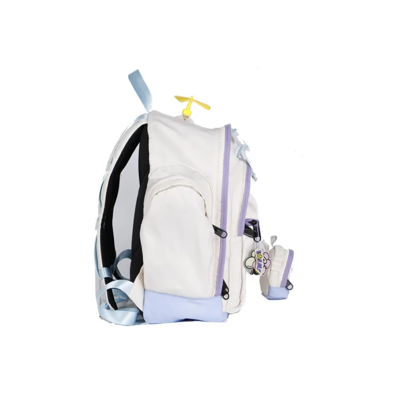 LOLA DESIGN Nylon Fabric Backpack Large Size Women's Milk White/Lemon-1